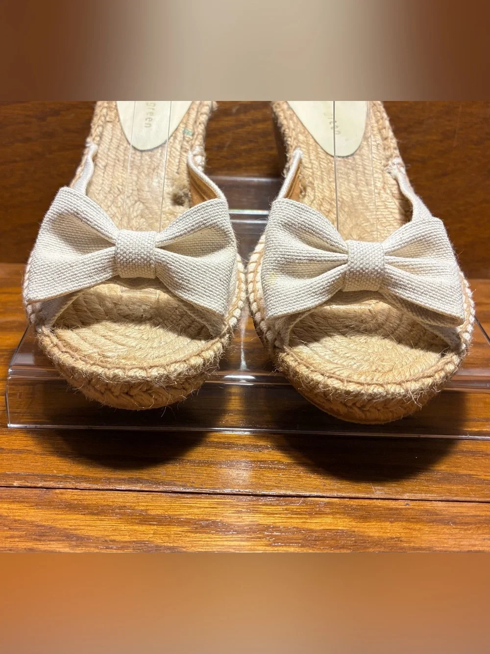 Patricia Green Canvas Bow Espadrille Slide Sandals Cream Size EU 39 US 8.5